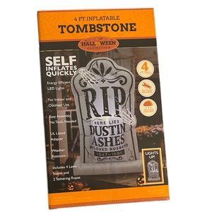 New In Box 4 FT Light Up Inflatable Tombstone